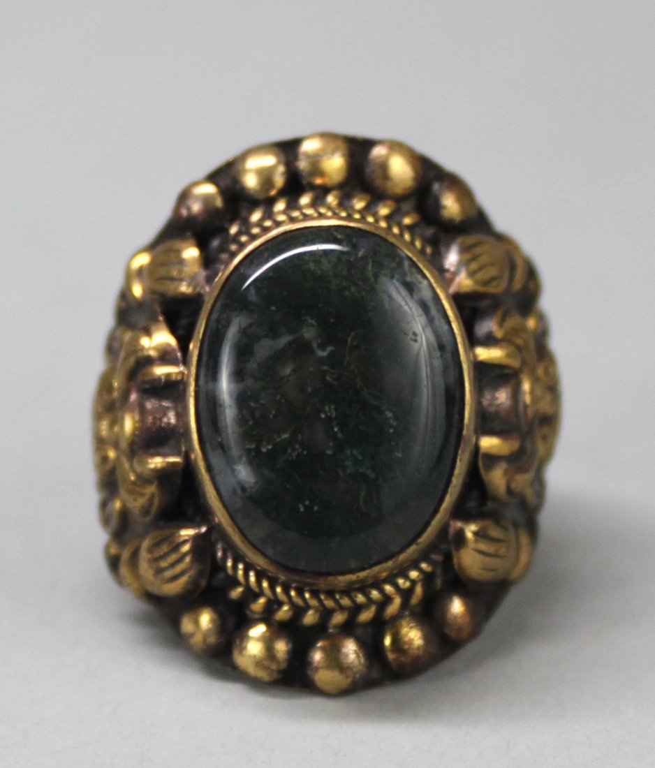 Tibetan Nepal Black Quartz Cabachon Silver Ring: NA15, size 10, K5W9