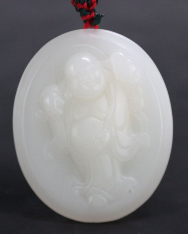 Chinese White Jade Like Buddah Pendant