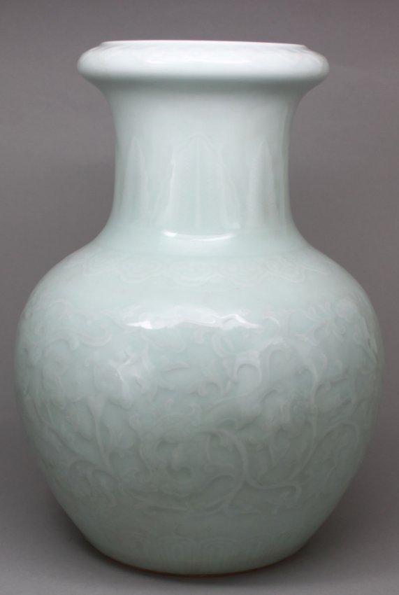 Old Chinese Porcelain White Monochromatic Bottle Vase: Antique, Dimensions: 11.5" x 8.5", DB1043