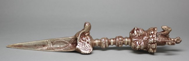 Nepal Silver Phurba Sacred Ceremonial Dagger: Dimensions: 12" long , TA1, K2W44