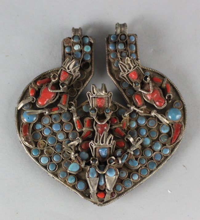 Antique Nepal Garuda w Filgree Beaded Pendant: Dimensions: 4", TA78, K1W84