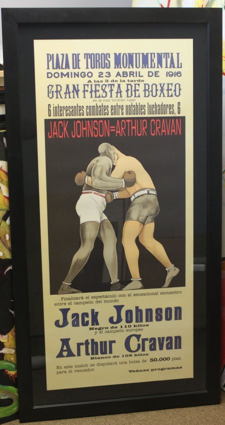 Jack Johnson vs Arthur Cravan 1916 Fight: 1998 Lithograph based on a 1916 Fight Poster, NU131