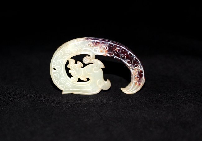 Antique Carved Dragon White Jade Han Dynasty: Dimensions: 2.25", YH89, K12W01