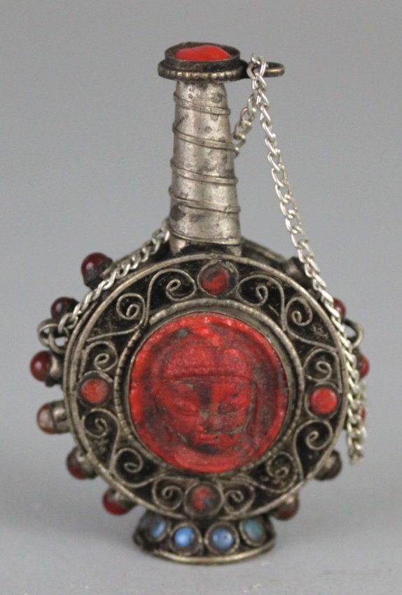 Tibetan Antique Ganesh Carving Snuff Bottle Handmade: NA155, Dimensions: 2.75" H, K7W7