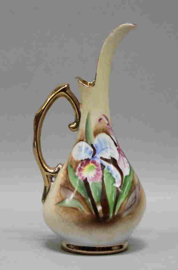 Vintage Japan Ucagco Ceramics Iris Pitcher Gold Handle Nov 24, 2013 AuctionBarn.estate Inc in CA