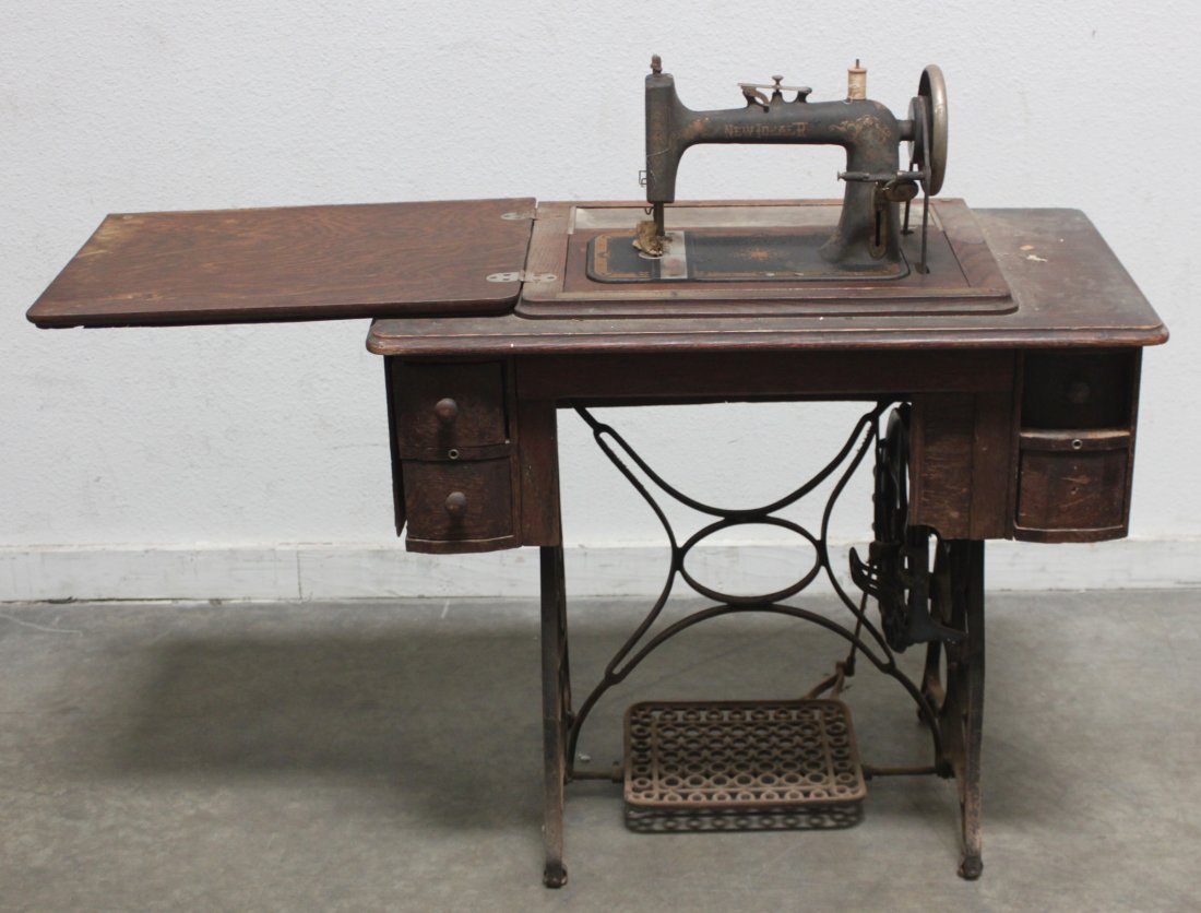 Antique New Ideal Hand Crank Treadle Sewing Machine