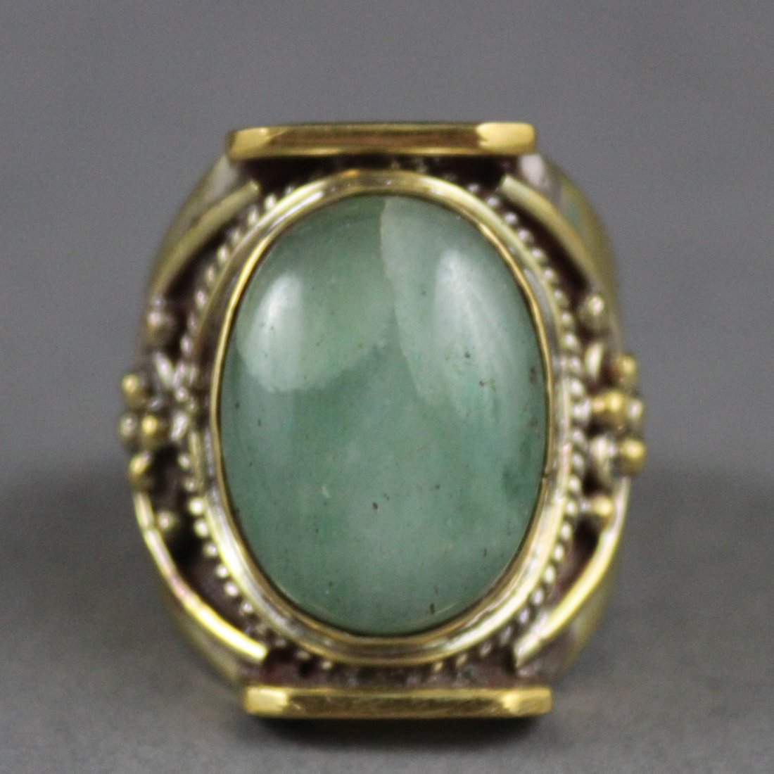 Men's Tibetan Nepal Ring with large Blue Cabachon Stone: Ring Size 11.25, K5W9, TN51