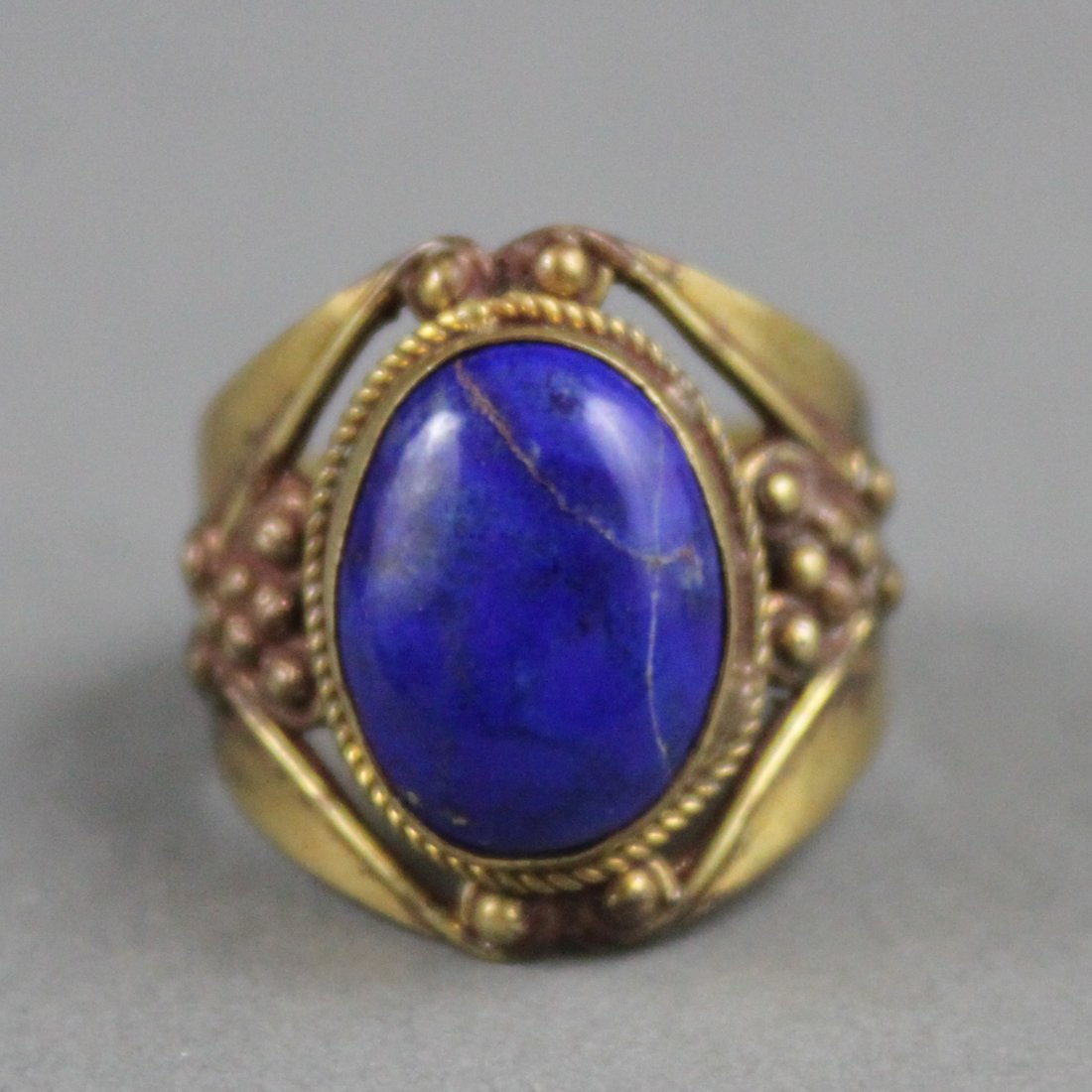Nepal Tibetan Men's Lapis cabachon Ring: Dimensions: 10.25", K4W6, TN42
