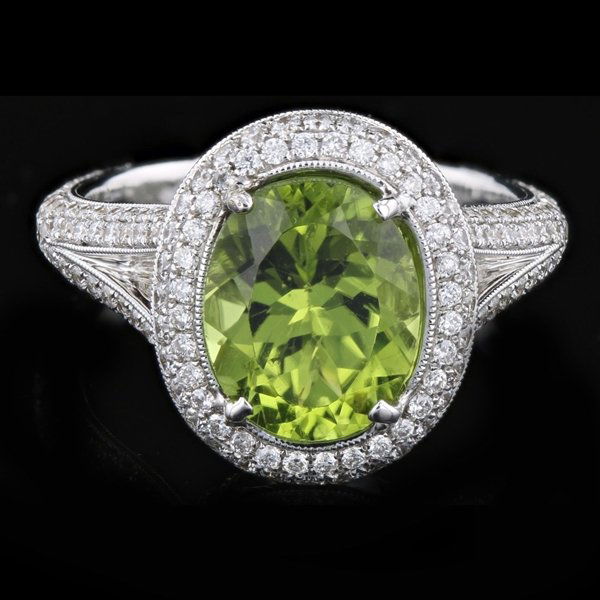 18k Yellow Gold, 3.01CTW Peridot, 1.24CTW Diamond Ring (1 of 4)
