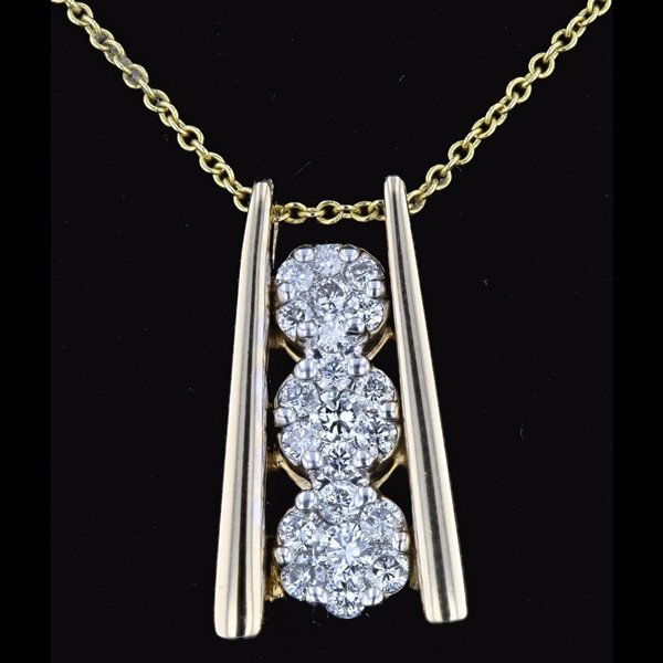 14k 2Tone Gold 0.63CTW Diamond Channel Pendant & Chain (1 of 3)