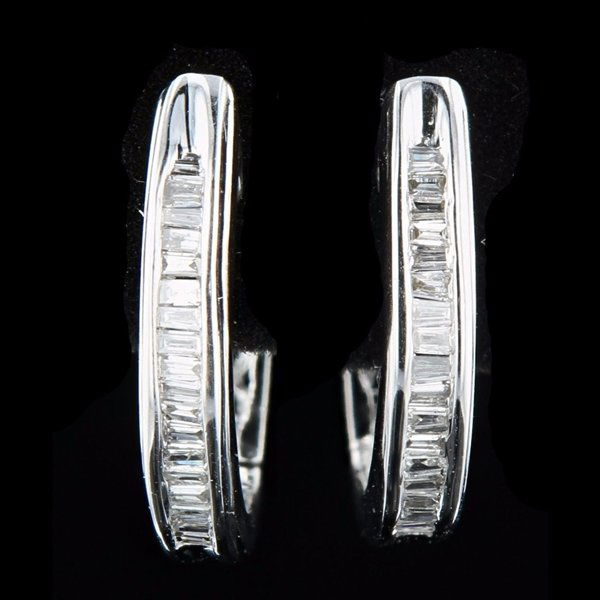 14k W Gold 0.59CTW Channel Set Diamond Earrings (1 of 3)