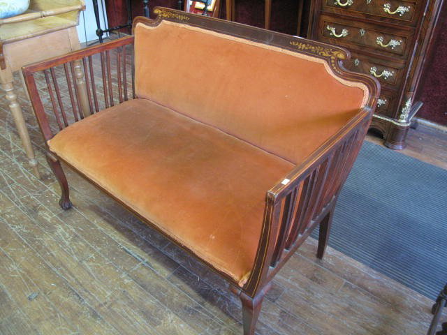 Victorian Loveseat: From 1900 , inlaid rose-wood