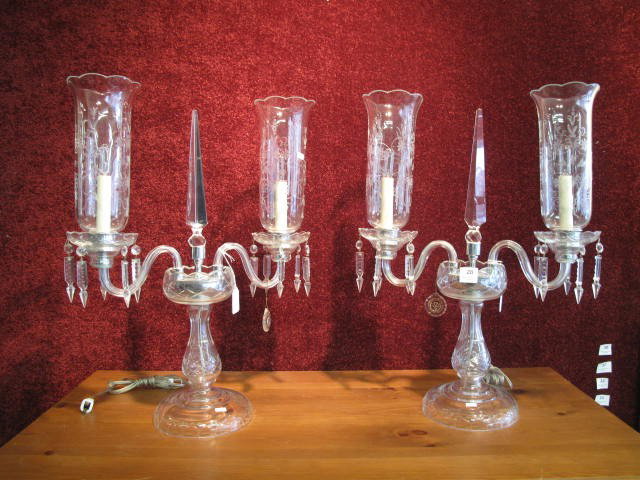 GENUINE CRISTAL PAIR OF CANDELABRA 24 inches tall.