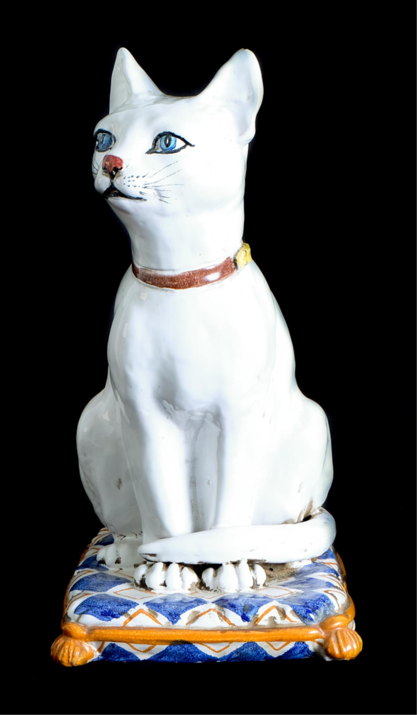 Mid Century Figural Terracotta Sculpture of Cat (1 of 6)