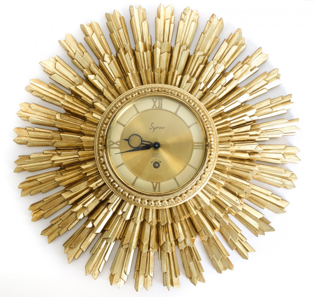 Mid Century Modern Syroco Sunburst Clock (1 of 8)