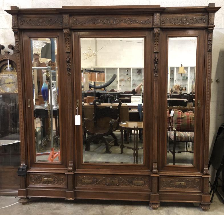 Italian Carved Triple Door Armoire, 19th C (1 of 6)