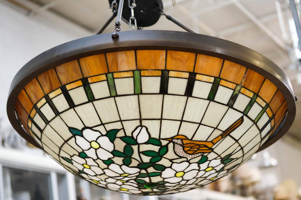 Stained & Leaded Glass Inverted Ceiling Shade (1 of 6)