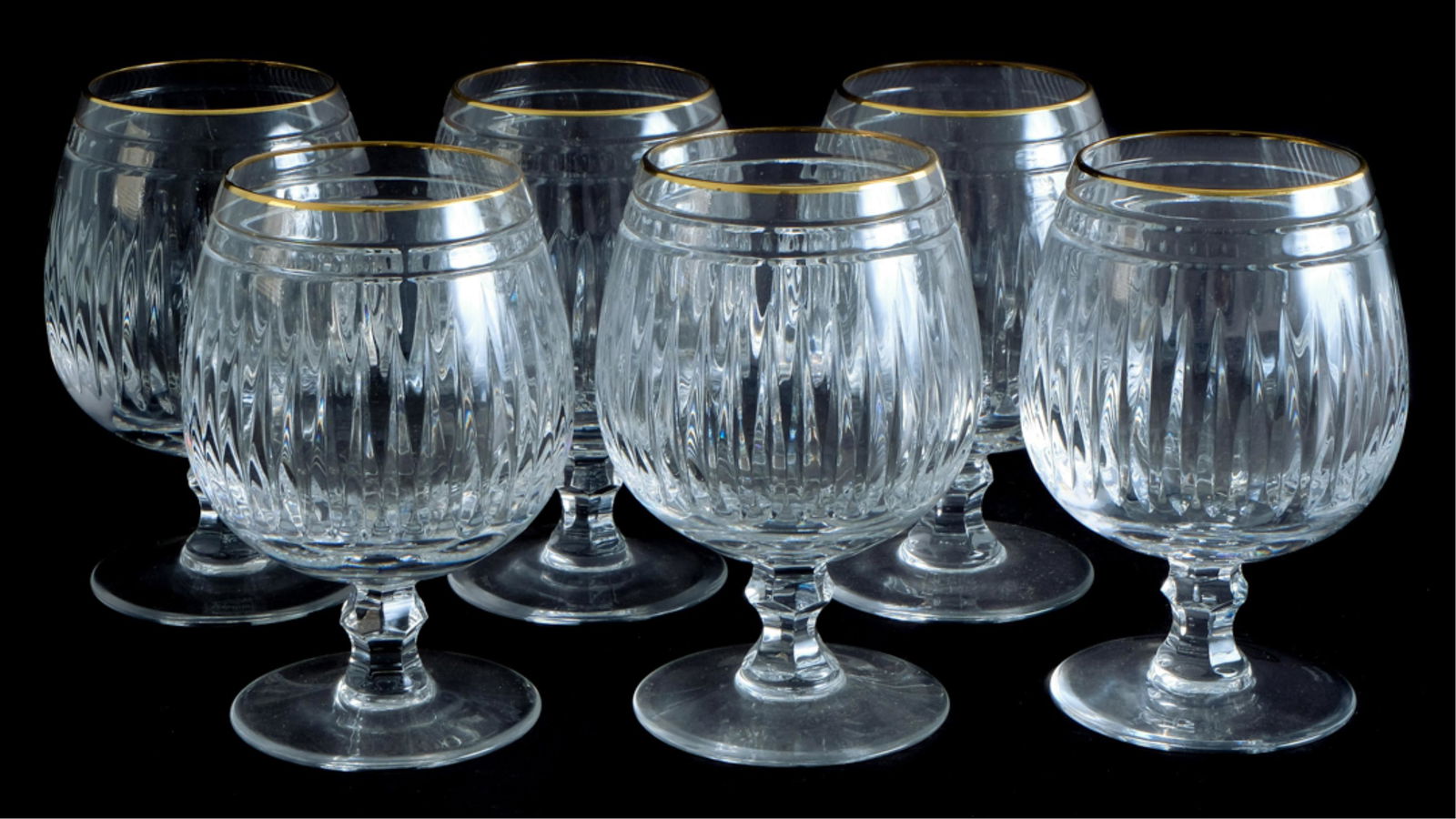Set, 6 Waterford Crystal Brandy Stems Hanover Gold (1 of 6)
