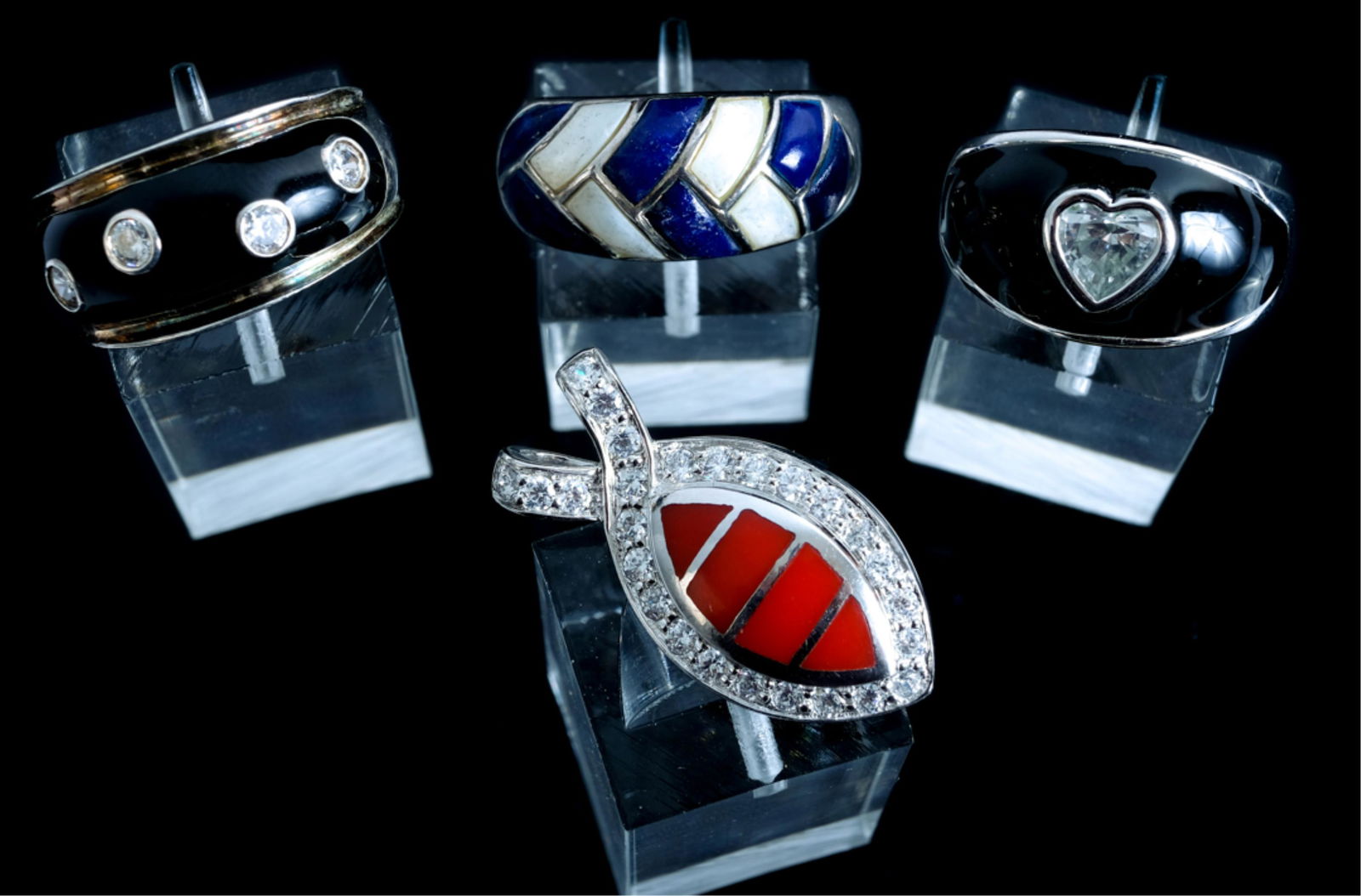 Group, 3 Sterling Silver Rings w/ Pendant (1 of 18)