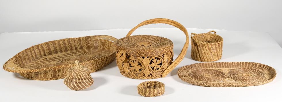 6 Pine Needle Woven Pieces, Coushatta or Koasati (1 of 2)