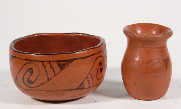 2 Pcs Maricopa Indian Pottery Bowl & Vase/Pot (1 of 2)