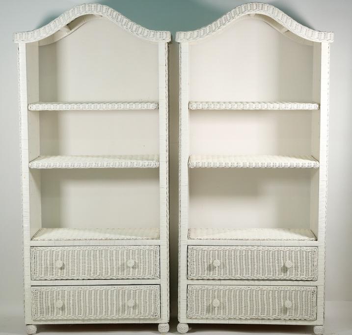 Pair, Vintage Wicker Display Cabinet Vitrines (1 of 3)