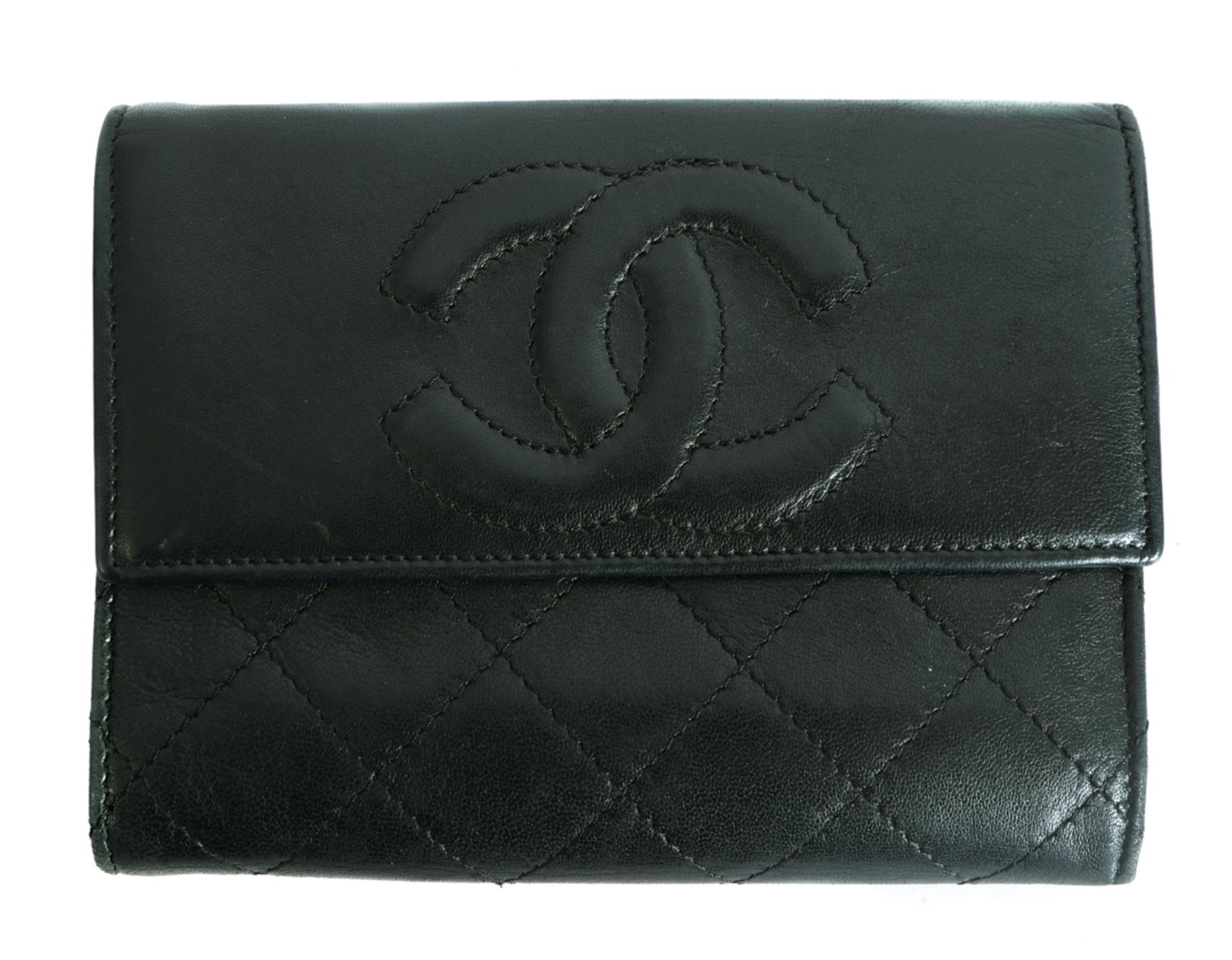 Chanel Vintage Black Quilted Trifold Wallet (1 of 8)