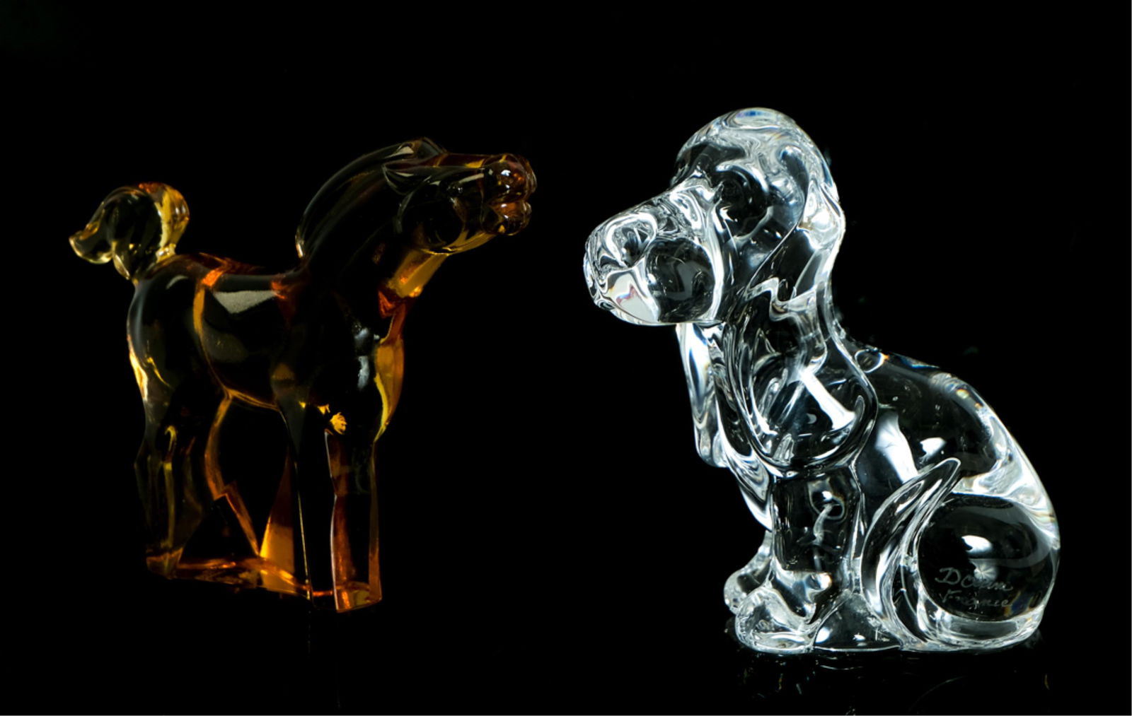 2 Art Glass Figurines; Moser & Daum (1 of 9)