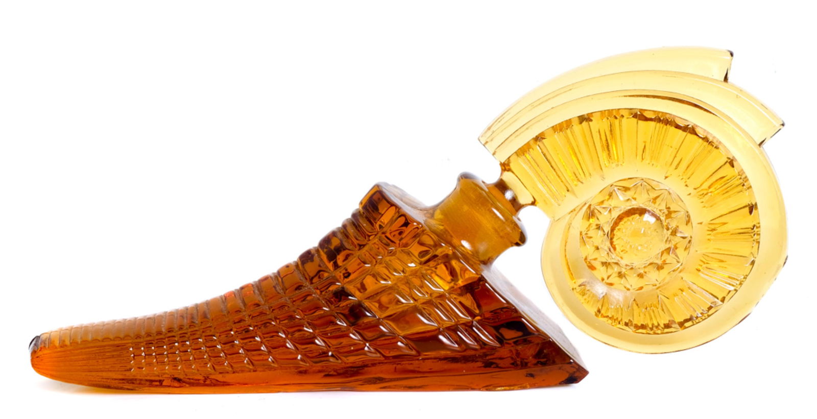 Amber Art Glass Cornucopia Scent Bottle (1 of 5)