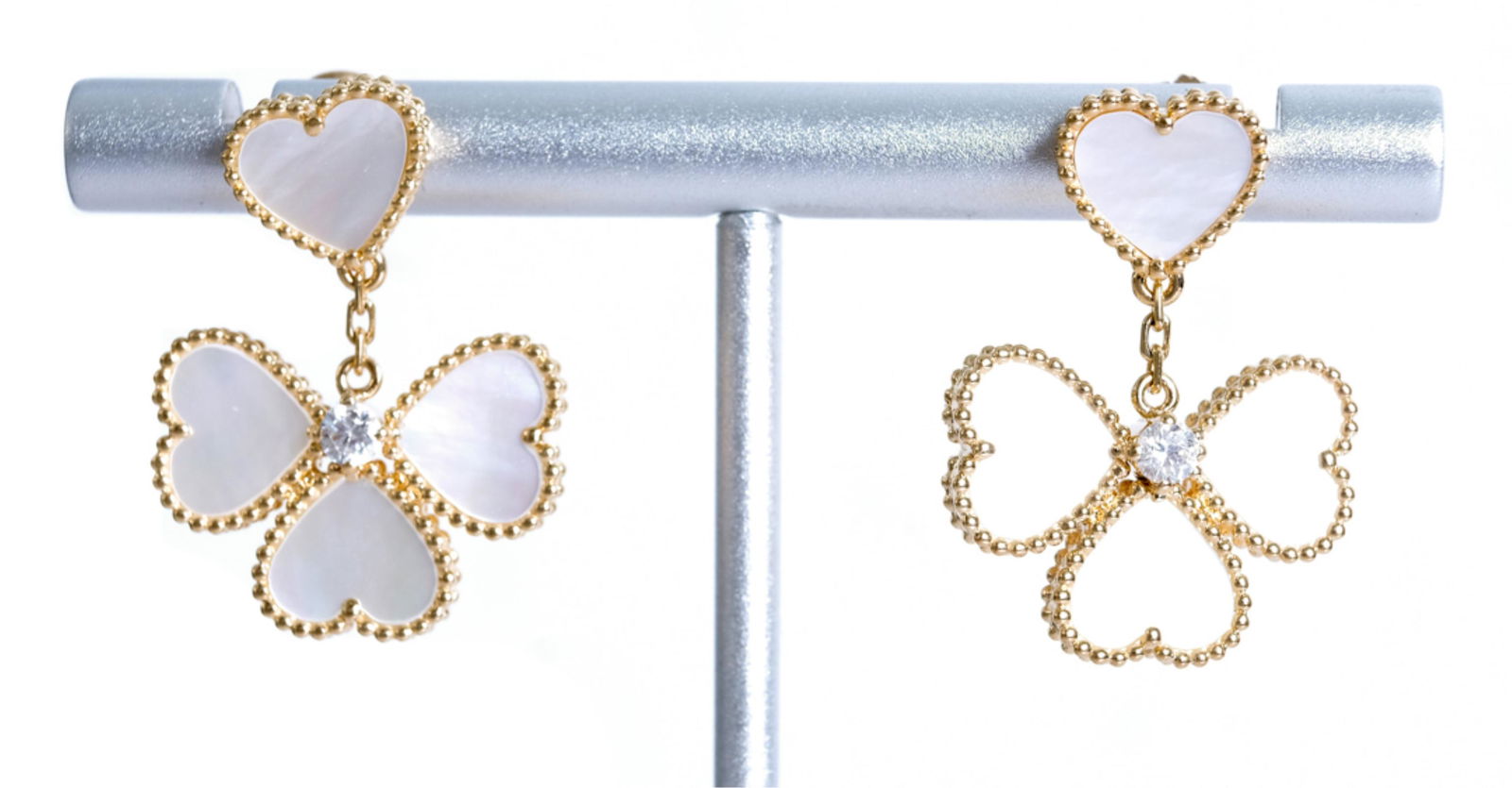 Attr. VCA 18k WG Alhambra MOP & Diamond Earrings (1 of 6)