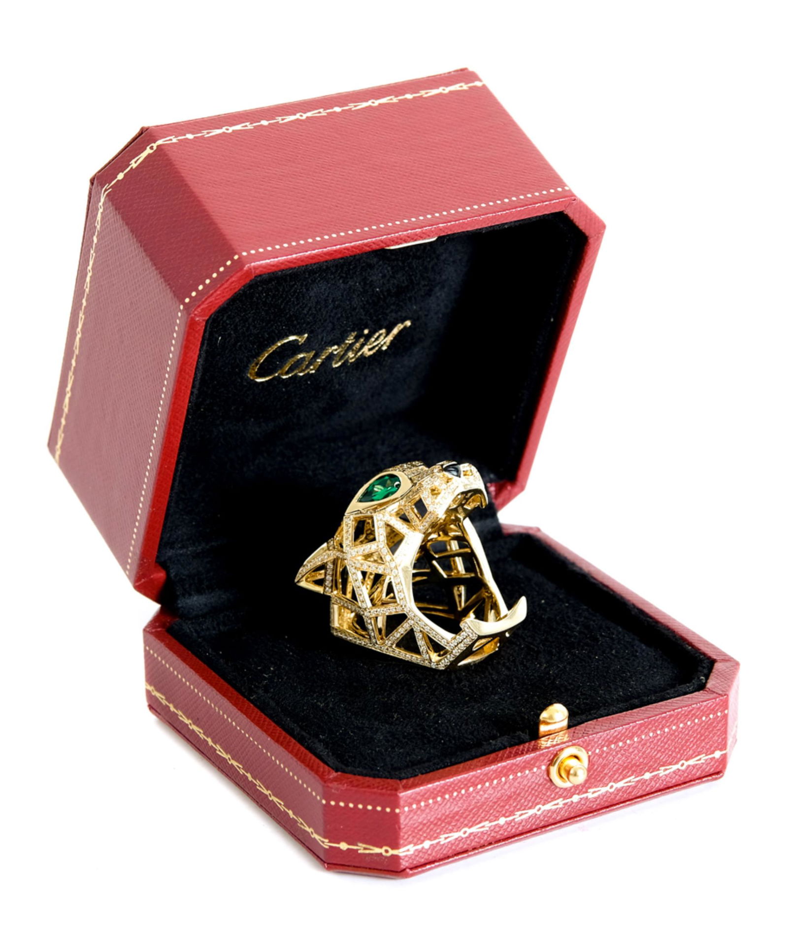 Attr. Cartier 18k YG & Diamond Panther Ring (1 of 8)