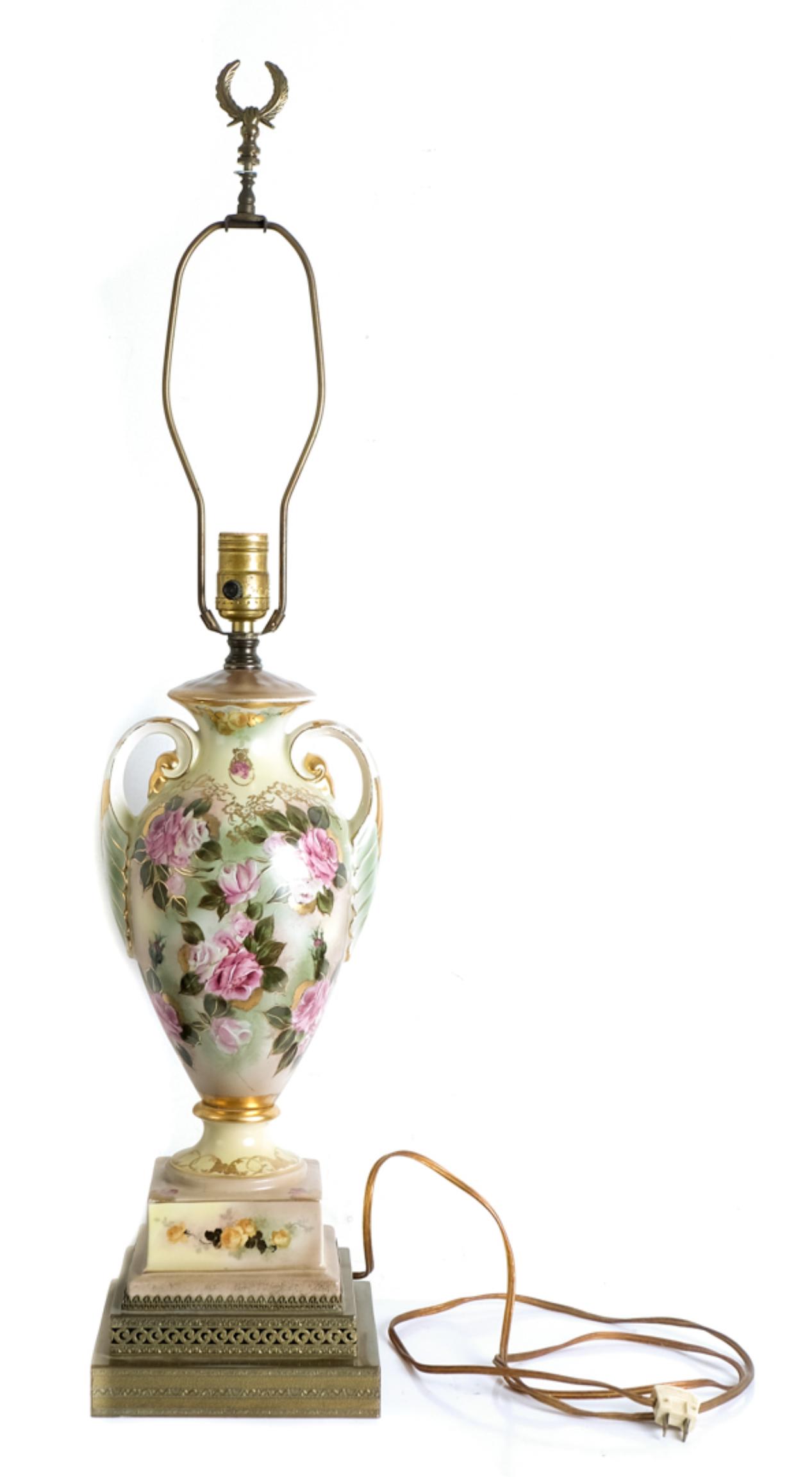 Vintage Continental Hand Painted Porcelain Lamp (1 of 10)