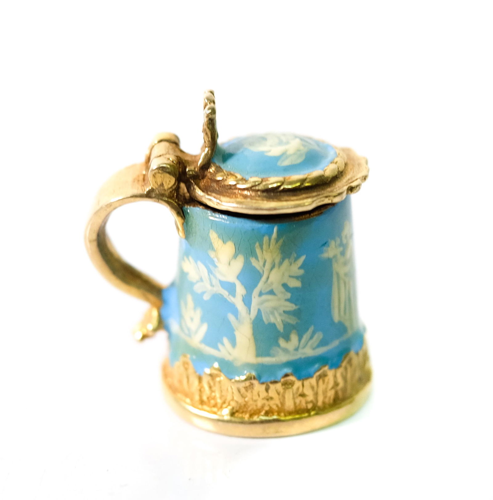 Vintage 9k YG Enamel Stein Pendant or Charm (1 of 4)