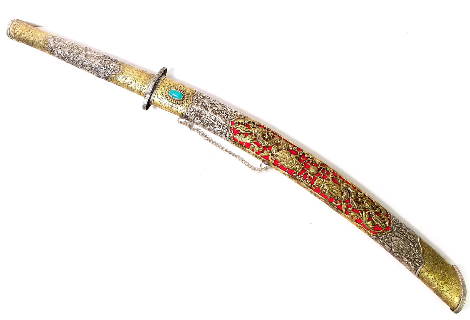Persian Silver Sword Dagger w/Scabbard (1 of 13)