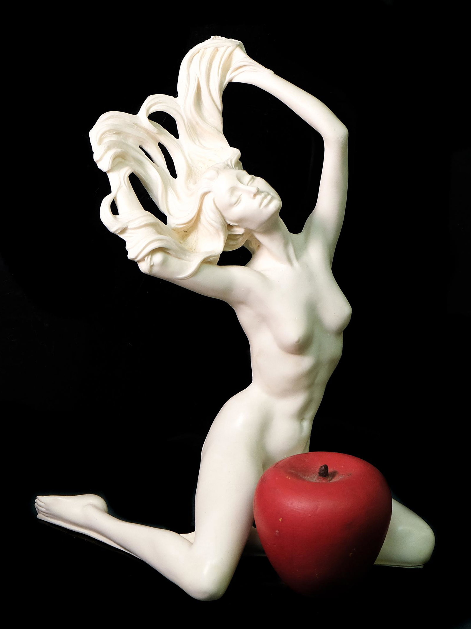 Italian Figural Resin Nude Sculpture, A. Santini: Vintage Italian figural resin sculpture depicting a nude. Signed A. Santini.