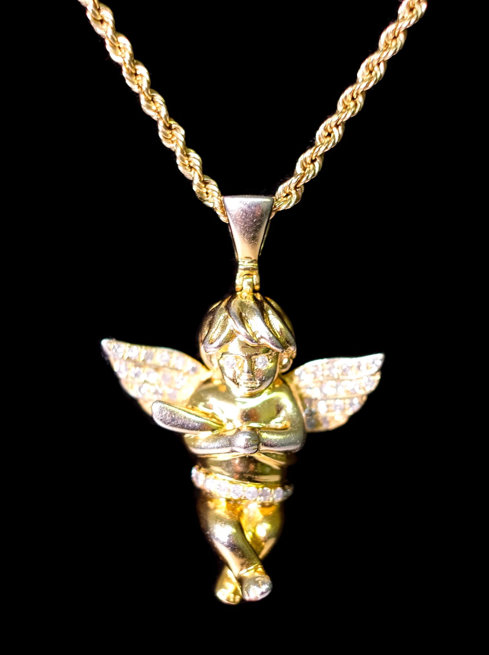 14k YG Necklace w/Two 10k Gold & Diamond Pendants (1 of 9)