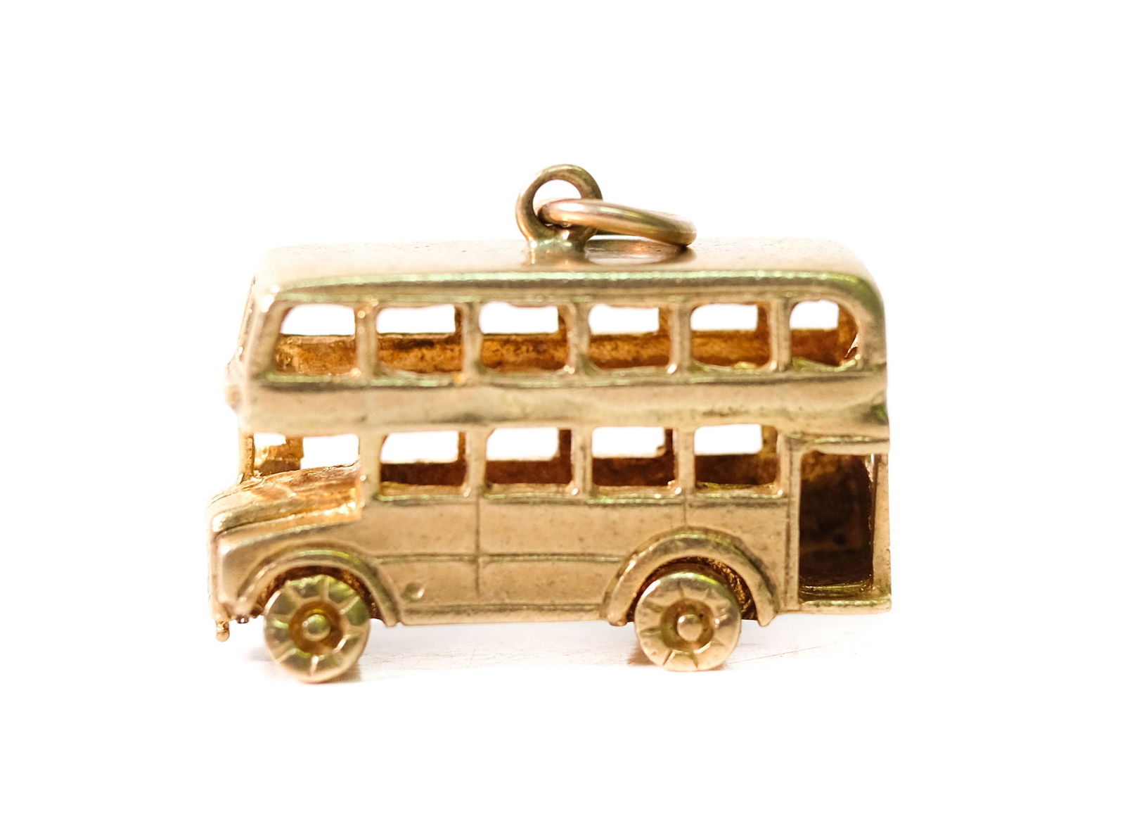 Vintage 9k Yellow Gold Double Decker Bus Pendant (1 of 4)