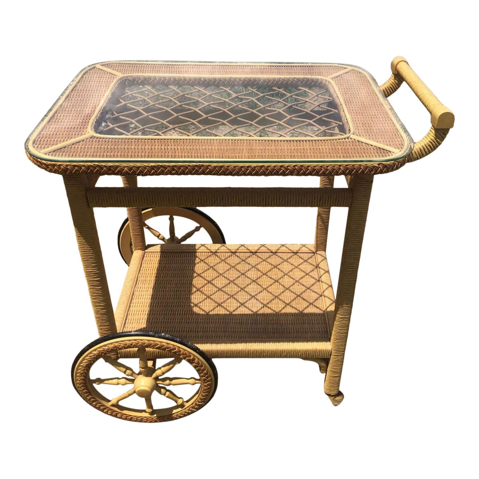 Henry Link Lexington Rattan Wicker & Glass Cart (1 of 4)