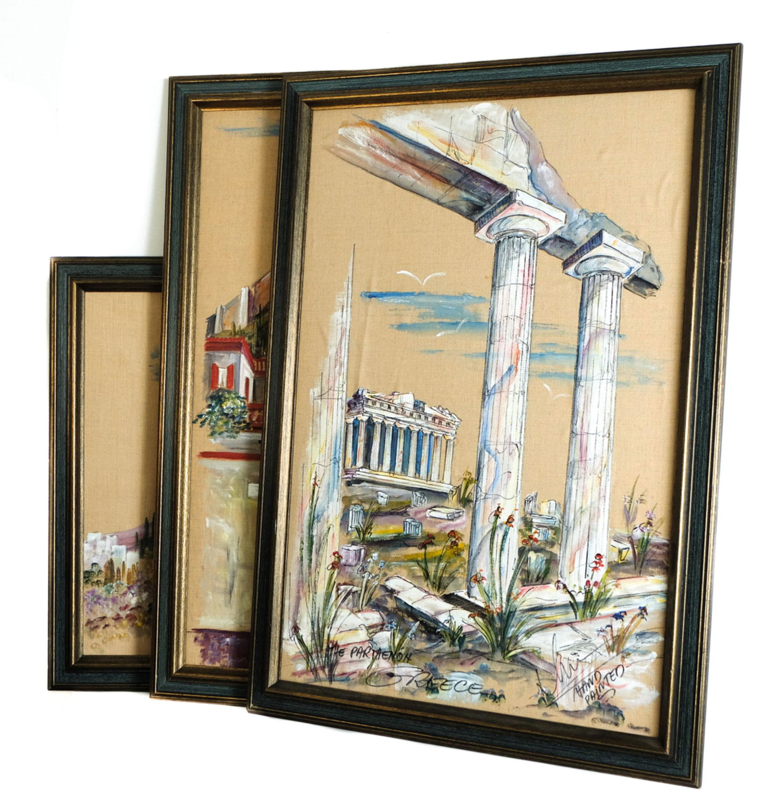 Group, 3 Vintage Tourist Paintings of Greek Ruins (1 of 17)