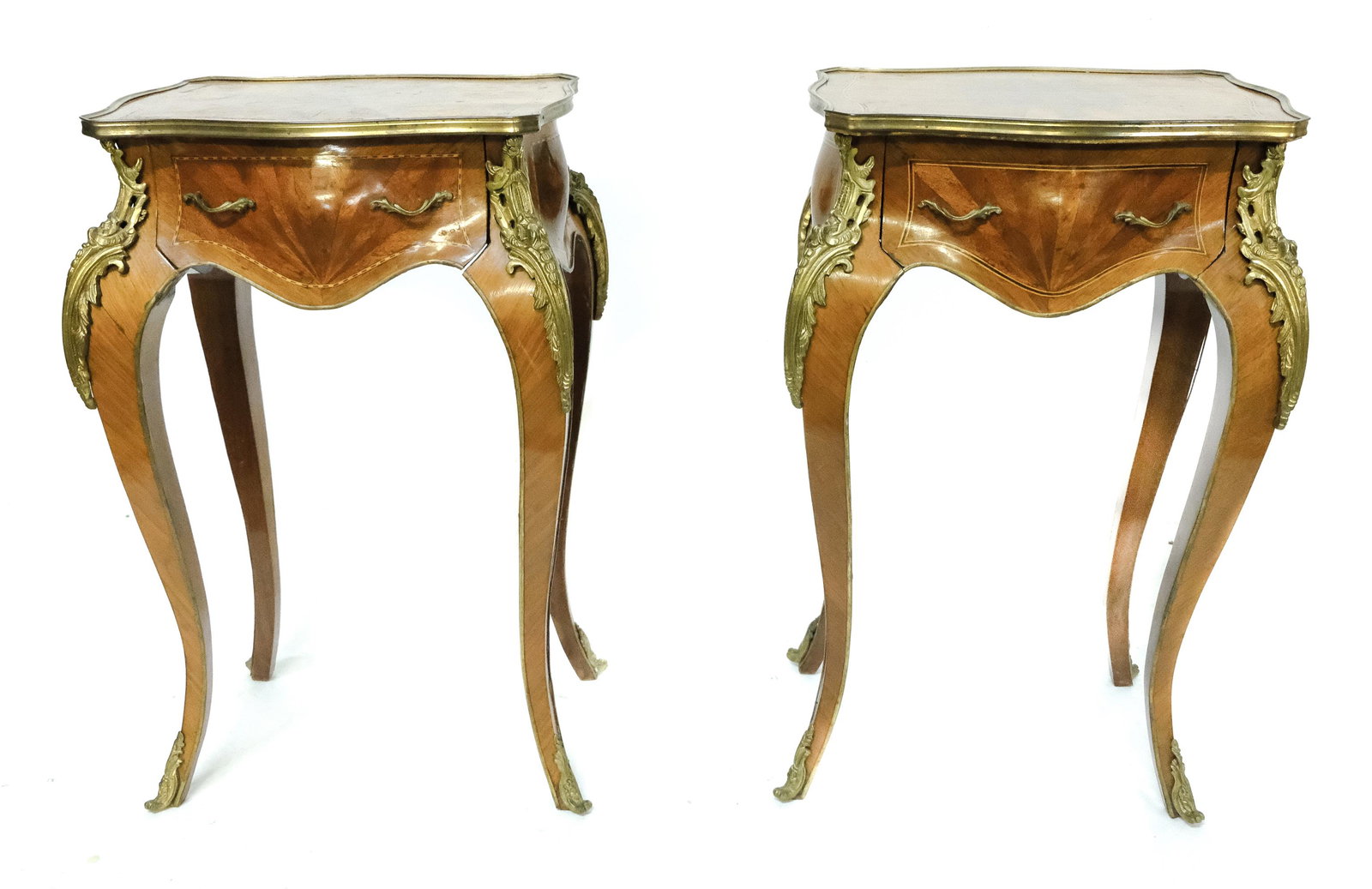 Pair, Louis XV Style Parquetry Inlaid Side Tables (1 of 11)
