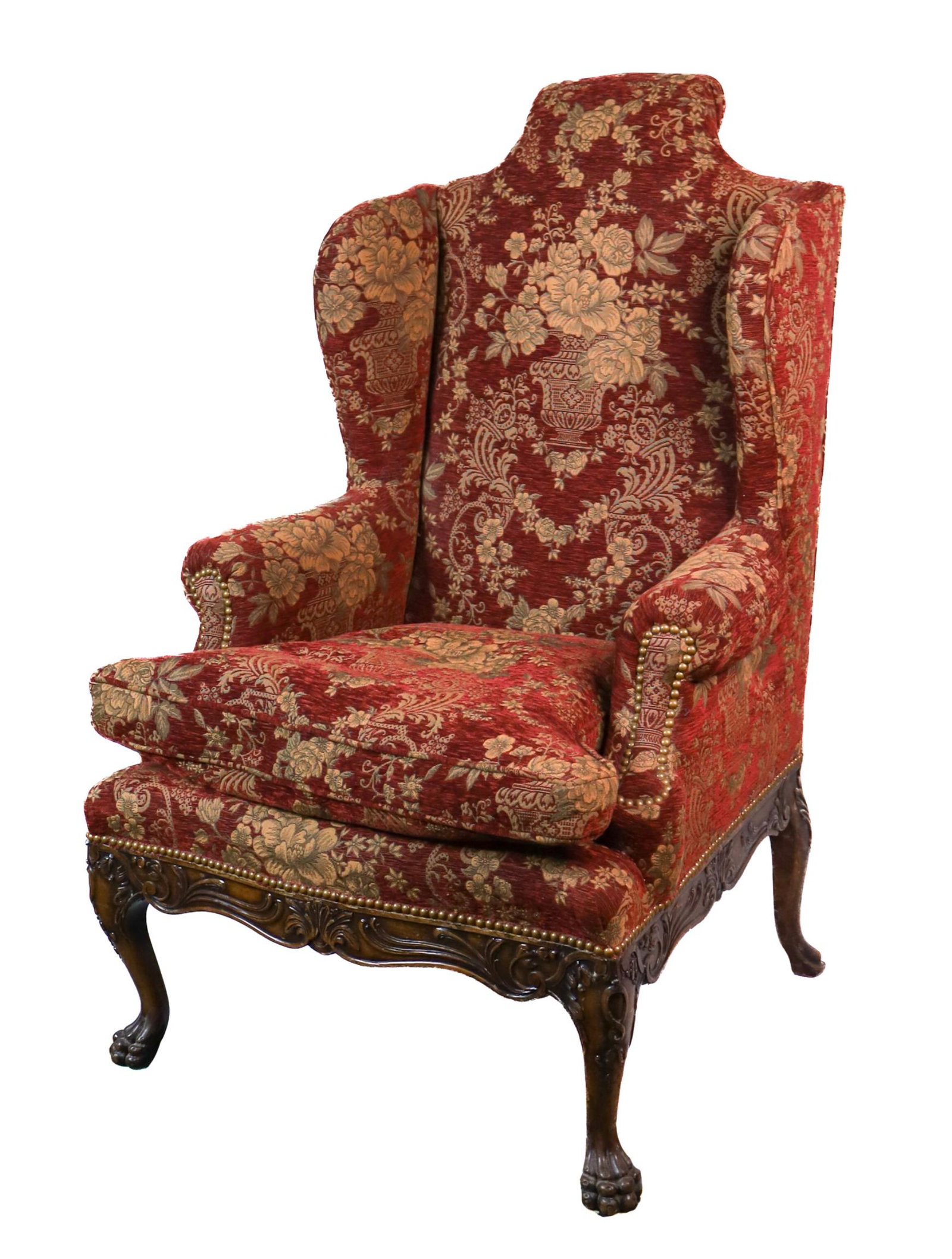 Queen Anne High Back Wing Chair, 19th C (1 of 6)
