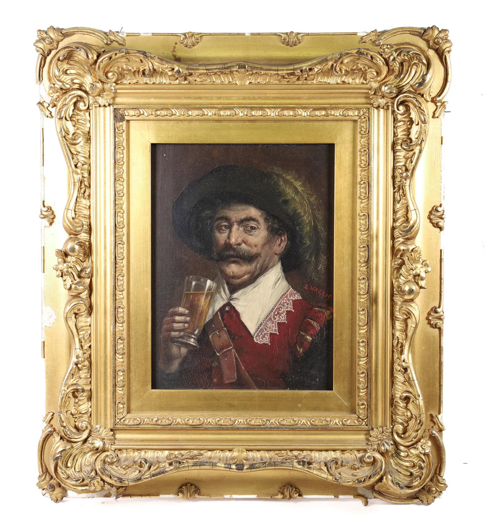 Framed Eduard Von Hagen Untitled Portrait 15"x13" (1 of 4)