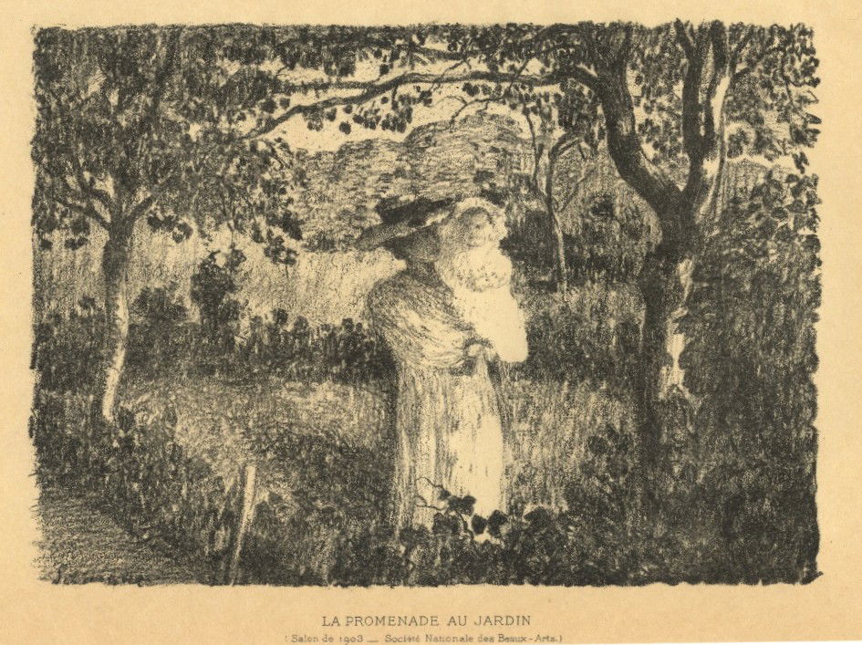 Henri Lebasque original lithograph "La promenade au: Medium: original lithograph. Printed in Paris by A. Clot. Published in 1903 by Gazette des Beaux Arts. Image size: 5 5/8 x 7 7/8 inches (143 x 200 mm) on simili japon paper. Signed in the plate, not b