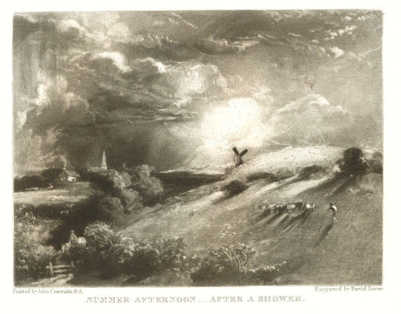 Sir John Constable / David Lucas mezzotint "Summe: This beautiful mezzotint engraving was composed by John Constable and engraved by David Lucas. It is from the much sought-after "English Landscape" series; this impression on cream wove paper is from