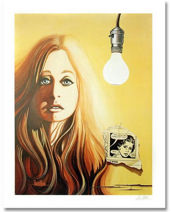 DAVID MANN GIRL WITH LIGHT BULB HAND SIGNED: David Mann Girl With Light Bulb Limited Ed. Hand Signed Lithograph