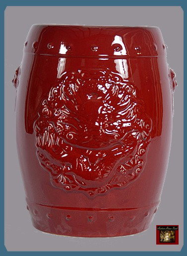 18in Fire Red Porcelian Stool: 18in Fire Red Porcelian Stool