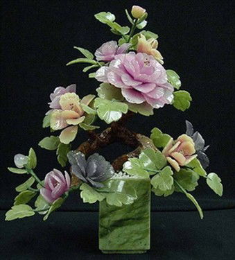 REAL JADE MIXED BONSAI FLOWER: Made From Variety Of Color Jade. There Are Yellow And Red. Its Leaf Is Made Of Taiwan Jade. It Is An Ideal Decoration For Your Living Room, Dining Room, Office And Kitchen.