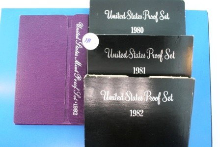 One (1) each of 1980, 1981, 1982, 1992, United Sta: One (1) each of 1980, 1981, 1982, 1992, United States Proof Sets – 4 sets total