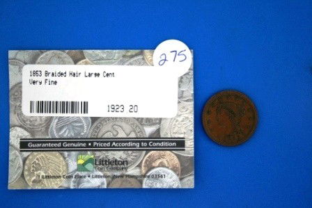 (1) 1853 Braided Hair Large Cent: (1) 1853 Braided Hair Large Cent
