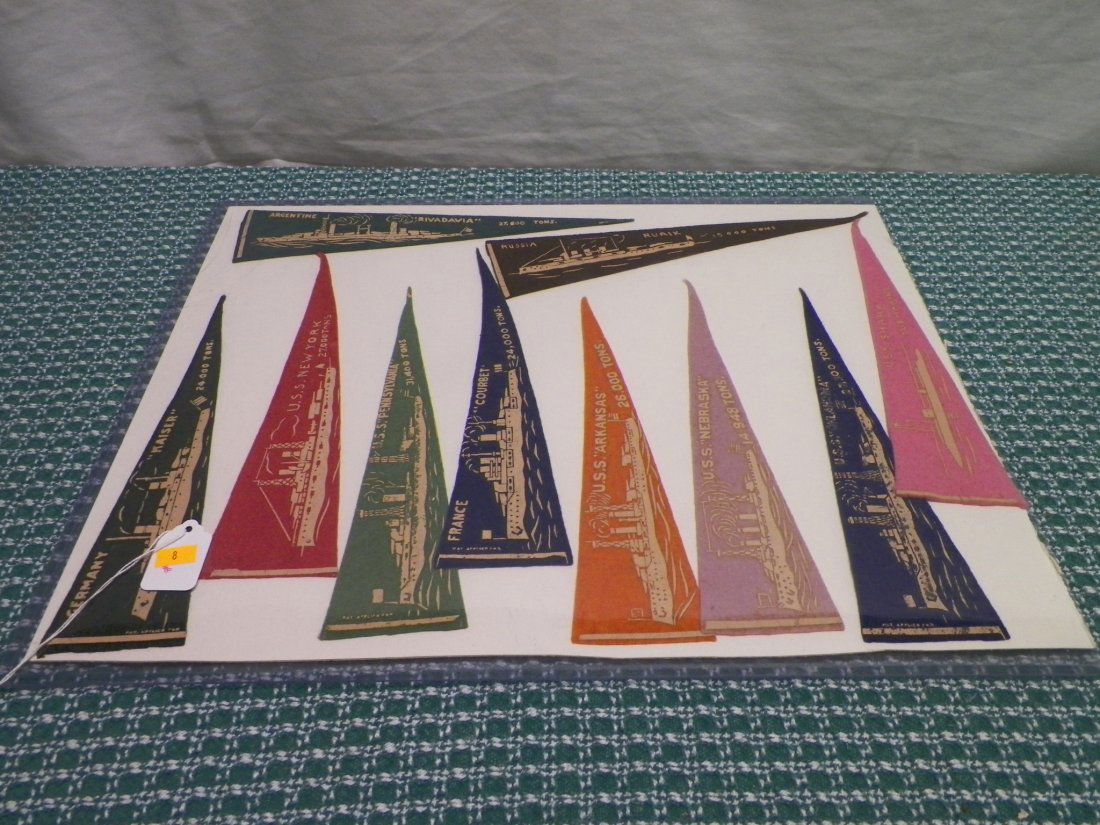 Vintage (Lot of 10) 1930s Holsum Bread Ad Battleship: 12" Long: Russia-Rurik;USS PA;France Courbet;USS Shark Sub;USS NEB; USS ARK; USS OK;German Keiser;USS NY;Argentine Rivadavia